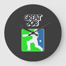 Great Job Cricket Logo Cricket Batsman  ラージ壁時計