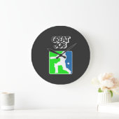 Great Job Cricket Logo Cricket Batsman  ラージ壁時計 (ホーム)