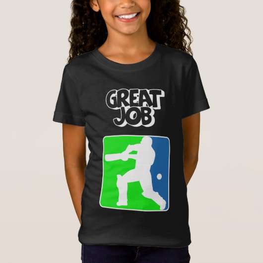Great Job Cricket Logo Cricket Batsman  Tシャツ (正面)