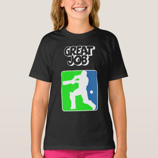 Great Job Cricket Logo Cricket Batsman  Tシャツ (正面)