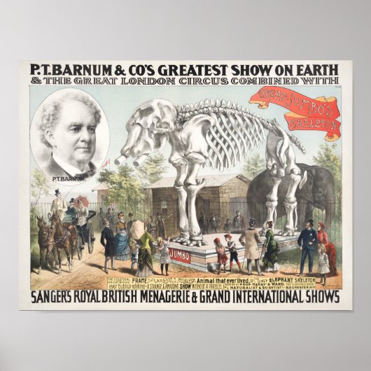 Great Jumbo’s Skeleton - P.T. Barnum Circus Poster ポスター (正面)