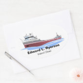 Great Lakes freighter Edward L. Ryerson billboard 楕円形シール (封筒)