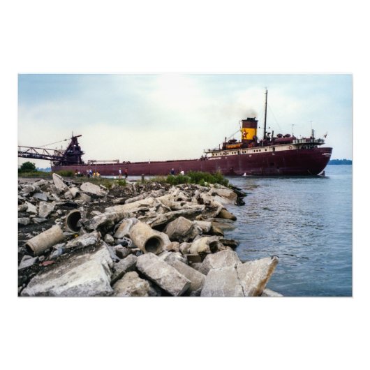 Great Lakes freighter J. Burton Ayers circa 1980 フォトプリント (正面)