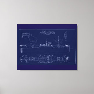 Great Lakes Freighter Lake Fernando Blueprint キャンバスプリント