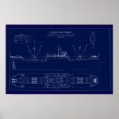 Great Lakes Freighter Lake Fernando Blueprint ポスター (正面)