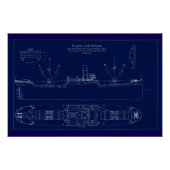 Great Lakes Freighter Lake Fernando Blueprint ポスター (正面)