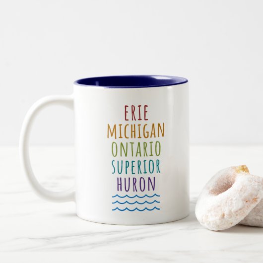 Great Lakes Mitten State Michigan Coffee Mug ツートーンマグカップ (ドーナツ)