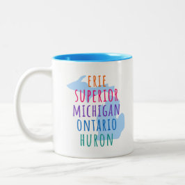 Great Lakes Simple Text Mitten State Coffee Mug ツートーンマグカップ