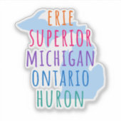 Great Lakes Simple Text Mitten State Sticker シール (正面)