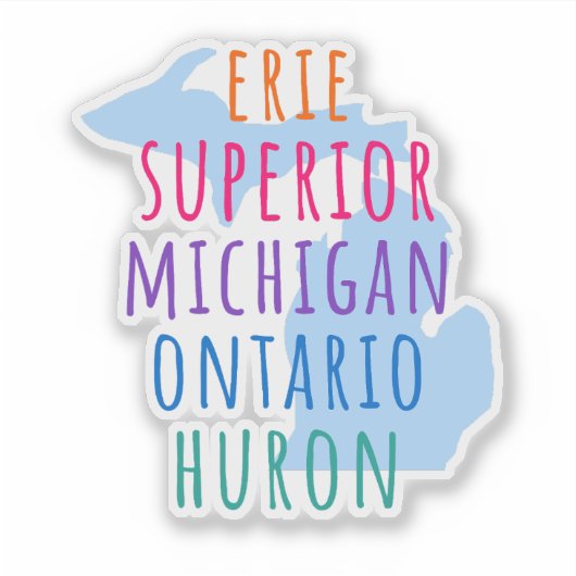 Great Lakes Simple Text Mitten State Sticker シール (正面)