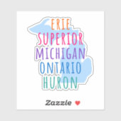 Great Lakes Simple Text Mitten State Sticker シール (シート)