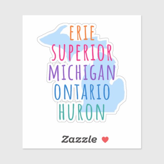 Great Lakes Simple Text Mitten State Sticker シール (シート)