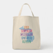 Great Lakes Simple Text Mitten State Tote Bag トートバッグ (裏面)