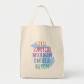 Great Lakes Simple Text Mitten State Tote Bag トートバッグ (正面)