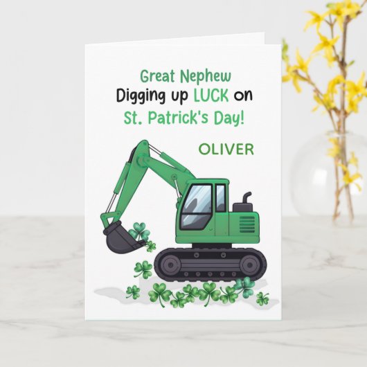 Great Nephew St Patricks Day Construction Truck カード (黄色い花)