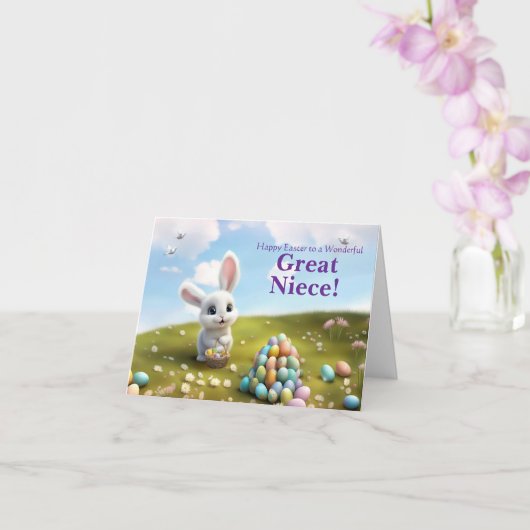 Great Niece Easter with Fluffy Easter Bunny  カード (蘭)