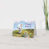 Great Niece Easter with Fluffy Easter Bunny  カード (正面)
