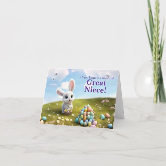 Great Niece Easter with Fluffy Easter Bunny カード (正面)