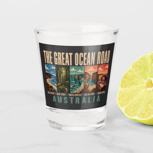 Great Ocean Road Australia Landmarks Illustration ショットグラス (正面)
