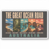 Great Ocean Road Australia Landmarks Illustration シール (正面)