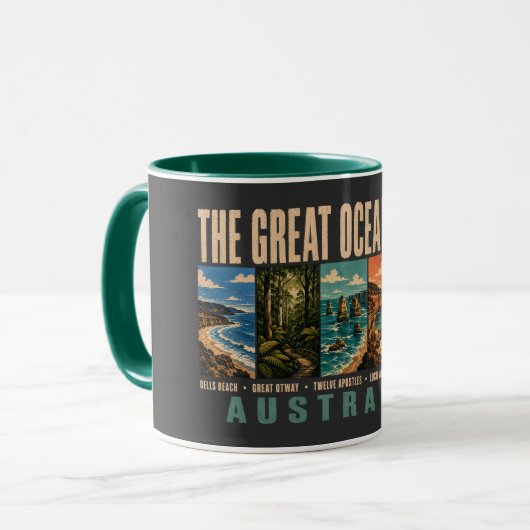 Great Ocean Road Australia Landmarks Illustration マグカップ (正面左)
