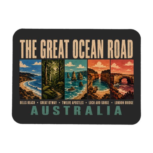 Great Ocean Road Australia Landmarks Illustration マグネット (横)