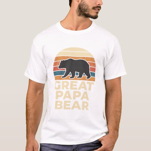 Great Papa Bear Retro Sunset Vintage Vector Design Tシャツ (正面)