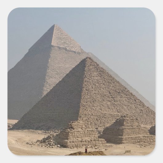 Great Pyramids of Giza under clear blue, Egypt スクエアシール (正面)