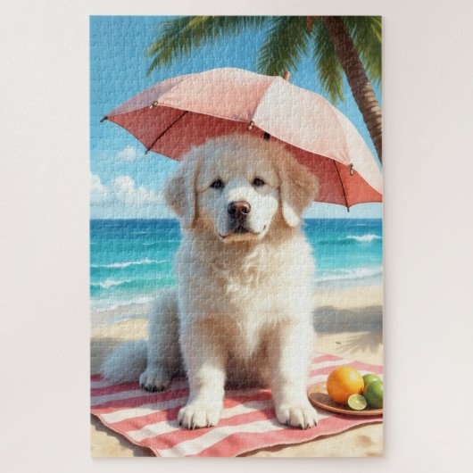 Great Pyrenees Beach Relax Scene ジグソーパズル (縦)