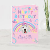Great Pyrenees Birthday Card in Pink カード (正面)
