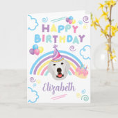 Great Pyrenees Birthday Card in White カード (黄色い花)