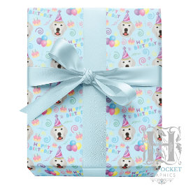 Great Pyrenees Birthday Gift Wrapping Paper Blue ラッピングペーパー