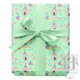 Great Pyrenees Birthday Gift Wrapping Paper Green ラッピングペーパー