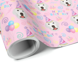 Great Pyrenees Birthday Gift Wrapping Paper Pink ラッピングペーパー