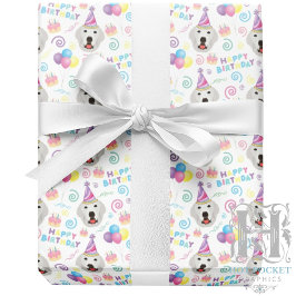 Great Pyrenees Birthday Gift Wrapping Paper White ラッピングペーパー