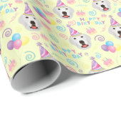 Great Pyrenees Birthday Gift Wrapping Paper Yellow ラッピングペーパー (ロールコーナー)