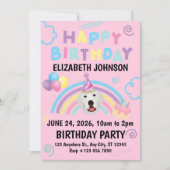 Great Pyrenees Birthday Invitation Pink 招待状 (正面)