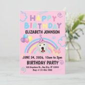 Great Pyrenees Birthday Invitation Pink 招待状 (スタンド正面)