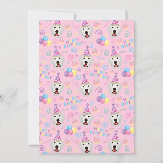 Great Pyrenees Birthday Invitation Pink 招待状 (裏面)