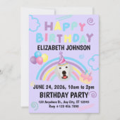 Great Pyrenees Birthday Invitation Purple 招待状 (正面)