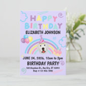 Great Pyrenees Birthday Invitation Purple 招待状 (スタンド正面)