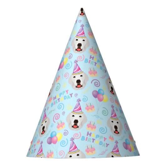 Great Pyrenees Birthday Party Hat Blue パーティーハット (正面)