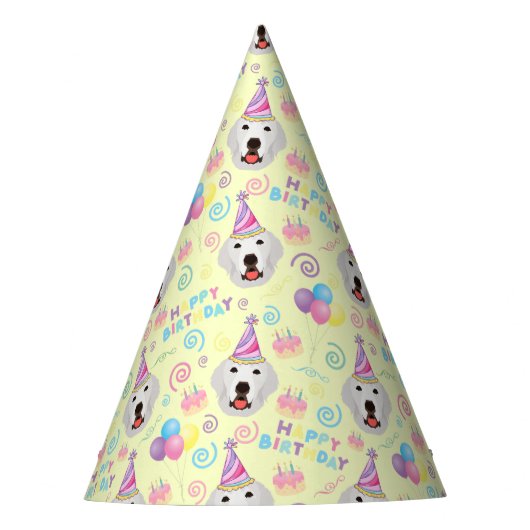 Great Pyrenees Birthday Party Hat Yellow パーティーハット (正面)