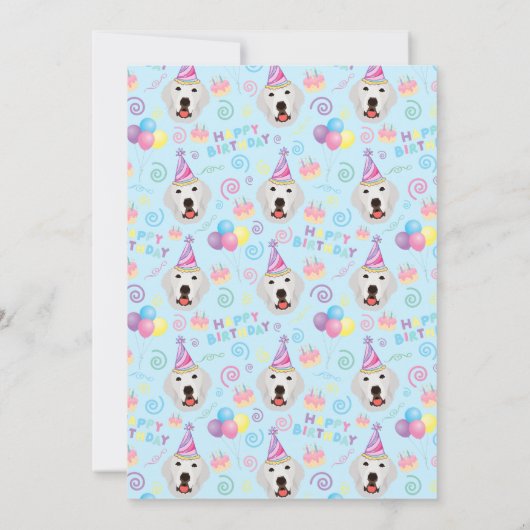 Great Pyrenees Birthday Party Invitation Blue 招待状 (裏面)