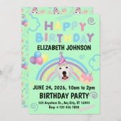 Great Pyrenees Birthday Party Invitation Green 招待状 (正面/裏面)