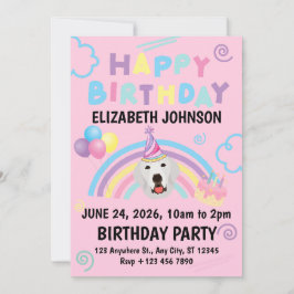 Great Pyrenees Birthday Party Invitation Pink 招待状