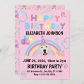 Great Pyrenees Birthday Party Invitation Pink 招待状 (正面/裏面)