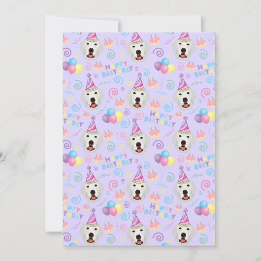Great Pyrenees Birthday Party Invitation Purple 招待状 (裏面)