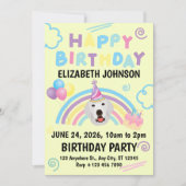 Great Pyrenees Birthday Party Invitation Yellow 招待状 (正面)