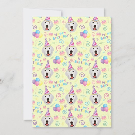 Great Pyrenees Birthday Party Invitation Yellow 招待状 (裏面)